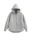 AKIMANIA.COM - HH chaqueta de otoño para mujer en gris con capucha, mangas largas, gran bolsillo y cierre de cremallera.
