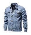 AKIMANIA.COM - 2025 automne Hommes solide Denim vestes mode moto Vintage jean vestes Hommes coupe ajustée coto