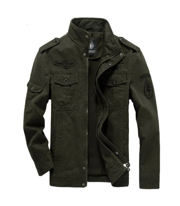 Veste militaire pour hommes de haute qualité, col multi-poches, manches brodées, outillage pilo