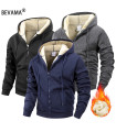 AKIMANIA.COM - Men's winter zip-up jacket, warm fleece, windproof, hooded sweatshirt, Card
