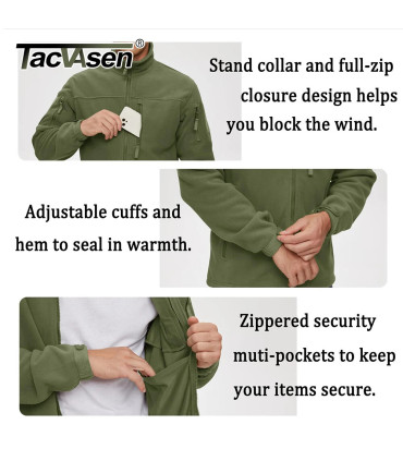 TACVASEN Veste polaire pour homme douce et chaude coupe-vent manteau zippé complet poches zippé