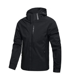 Veste de pluie imperméable légère pour hommes, imperméable d\'extérieur à capuche, veste coupe-v