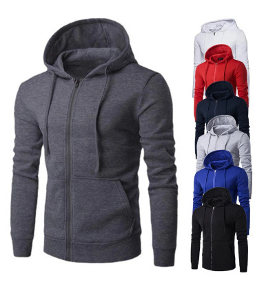 Veste à capuche à manches longues PVD pour hommes, fermeture à glissière, sweat-shirt Slim Fit,