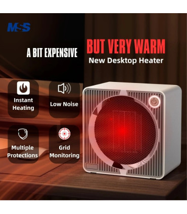 [Black EU] Chauffage électrique portatif de bureau à domicile MSS-souffleur d\'air chaud intelli