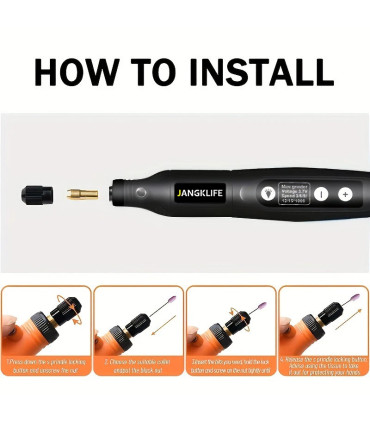 [Green-24pcs] JANGKLIFE USB Kit d\'outils rotatifs sans fil stylo de gravure sur bois bricolage 