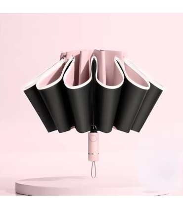 Parapluie pliant inversé entièrement automatique pour hommes et femmes, avec bande réfléchissan