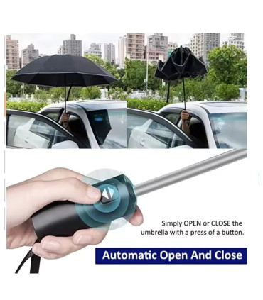 Parapluie pliant inversé entièrement automatique pour hommes et femmes, avec bande réfléchissan