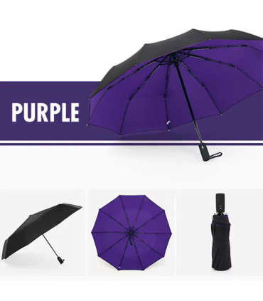 [Purple] Parapluie à double couche entièrement automatique, coupe-vent
