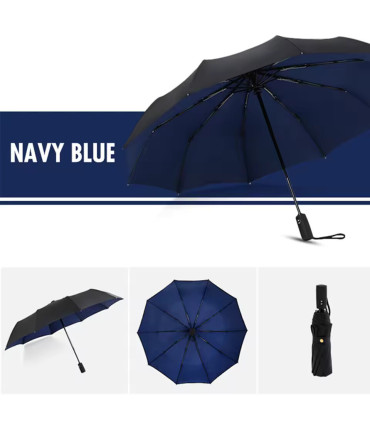 [Black] Parapluie à double couche entièrement automatique, coupe-vent