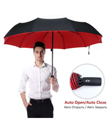 [Grey] Parapluie à double couche entièrement automatique, coupe-vent