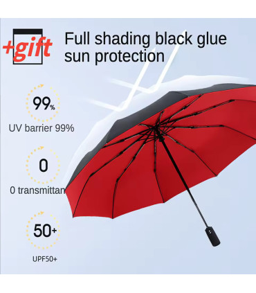 [Grey] Parapluie à double couche entièrement automatique, coupe-vent