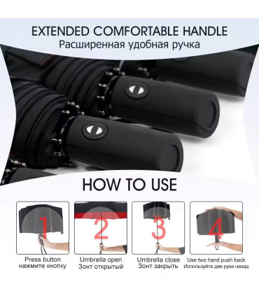 [Grey] Parapluie à double couche entièrement automatique, coupe-vent