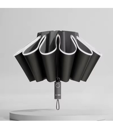[Blue] Parapluie pliant inversé entièrement automatique pour hommes et femmes, avec bande réflé