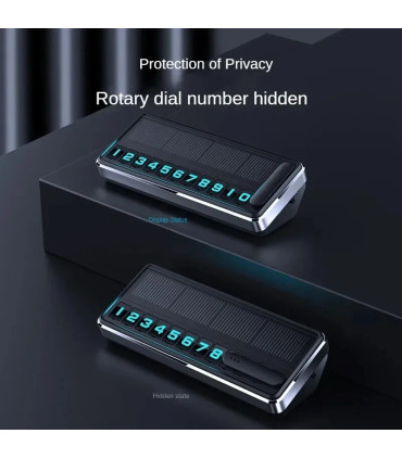 [Black] Plaque d\'immatriculation de téléphone solaire pour voiture, éclairage Led, carte de sta