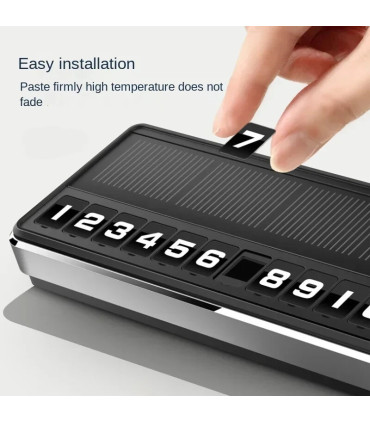 [Black] Plaque d\'immatriculation de téléphone solaire pour voiture, éclairage Led, carte de sta