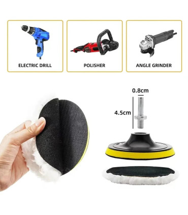 Ensemble de polissage de voiture, 5 pièces, tampon de 3 pouces, disque éponge de cire, roue en 