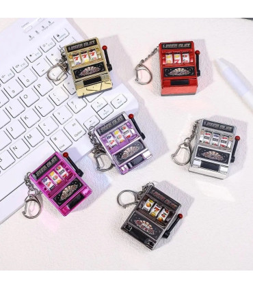 [Black] Mini machine à sous de jeu avec porte-clés, gadget anti-stress, porte-clés de jeu amusa