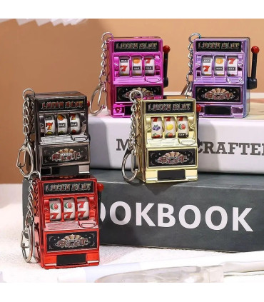 [Black] Mini machine à sous de jeu avec porte-clés, gadget anti-stress, porte-clés de jeu amusa