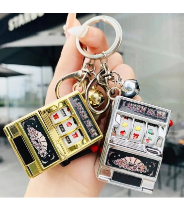 [Gold] Mini machine à sous de jeu avec porte-clés, gadget anti-stress, porte-clés de jeu amusan