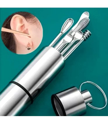[Argent CHINA] Ensemble de nettoyage des oreilles, dissolvant de cire d\'oreille, cuillère d\'ore