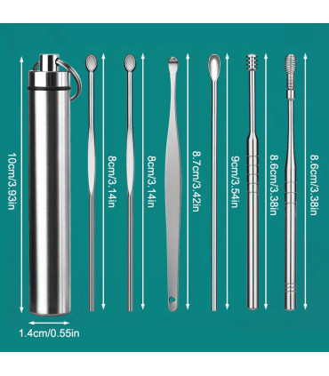 [Argent CHINA] Ensemble de nettoyage des oreilles, dissolvant de cire d\'oreille, cuillère d\'ore