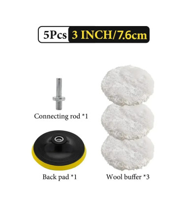[3in-5pcs] 5 pièces 3/4/5 pouces ensemble de polissage Gadgets de voiture tampon de polissage d