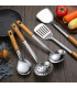 [Spoon] Spatule à manche en Imitation de Grain de bois en acier inoxydable, pelle qui fuit, cui