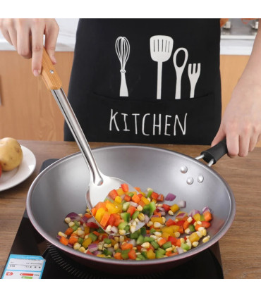 [Strainer] Ensemble de spatule de cuisine en acier inoxydable, manche brûlant, cuillère, passoi