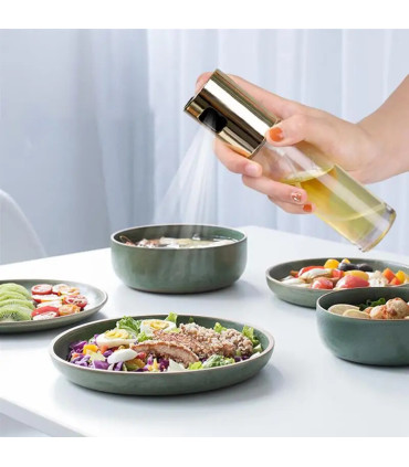 [Gold] Pulvérisateur d\'huile d\'olive, bouteille en verre de qualité alimentaire avec tête de pu