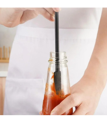 [Black] Spatule en Silicone résistante à la chaleur, manche Long, grattoir à double extrémité e