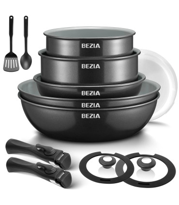 [Black 13-Piece GERMANY] Batterie de cuisine à induction avec revêtement céramique sain, casser