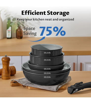 [Black 13-Piece GERMANY] Batterie de cuisine à induction avec revêtement céramique sain, casser