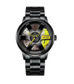 AKIMANIA.COM - [Yellow] Mode hommes voiture roue montres de luxe en acier inoxydable montre étanche pour homme