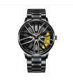 AKIMANIA.COM - [Black B] Men's car watches, waterproof Quartz stainless steel wristwatch.