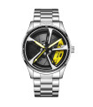 AKIMANIA.COM - [Silver yellow] LIGE nouveau sport hommes voiture roue montres affaires étanche montre à Quartz