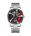 AKIMANIA.COM - [Silver red] LIGE new sports men's car wheel watches business waterproof quartz watch