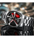 [Silver red] LIGE nouveau sport hommes voiture roue montres affaires étanche montre à Quartz po