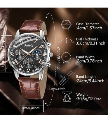 [Café] Ensemble de montres pour hommes d\'affaires, 2 pièces, tendance, rétro, polyvalent, à Qua