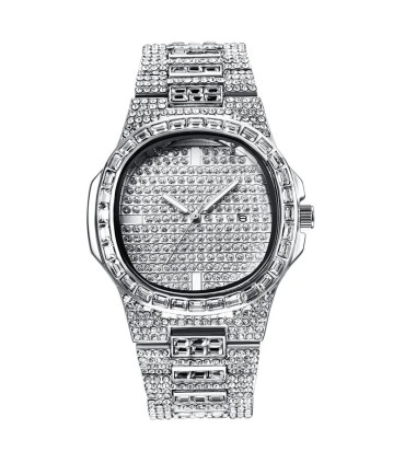 [Or Oui] Montre de luxe vintage pour homme, bracelet en alliage, diamant, doré, date, quartz, m