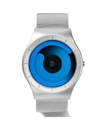 [Silver blue] Montre à quartz Vortex Pointless pour homme, style créatif, couple apprenant et v