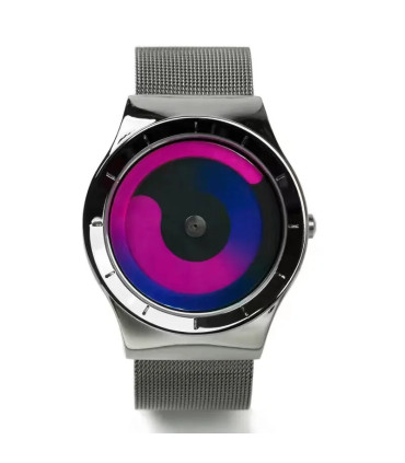 [Silver blue] Montre à quartz Vortex Pointless pour homme, style créatif, couple apprenant et v