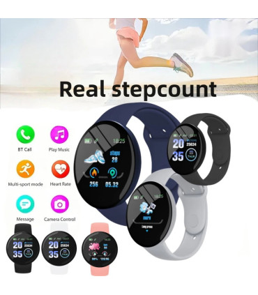 [With Original Box Pink] 2025 nouveau D18 multifonctionnel montre intelligente femmes Bluetooth